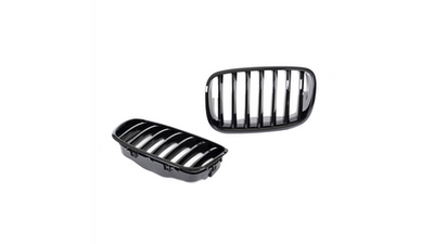 Grillë përpara Portov Simple Rib BMW X6 E71 E72 X5 E70, gloss black, 2008-2020