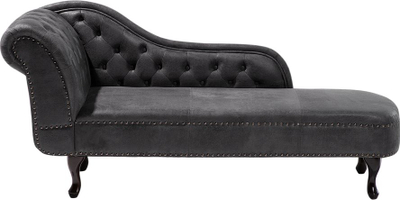 Shezllong Beliani Nimes, anë e majtë, faux suede, gri e errët