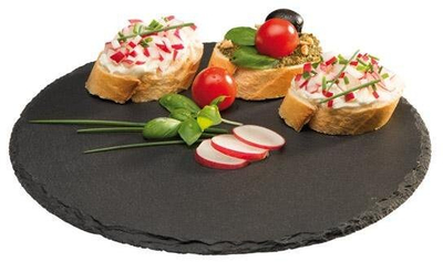 Pjatë servirëse APS Natural Slate, 28 cm, gur natyral, antracit