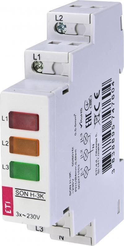 Сигнална LED лампа ETI SON H-3K, 230V AC, IP20, повеќеобоена