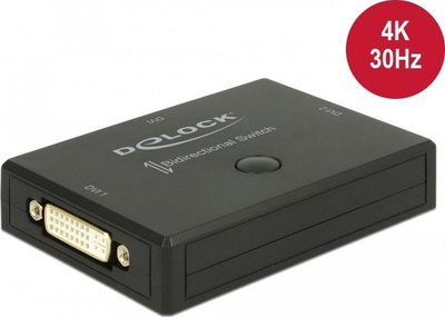 Ndarës video DeLock DVI 2 në 1, 4K 30Hz, dykahësh, i zi