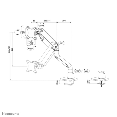 Mbajtëse tavoline për monitor Neomounts DS70S-950BL1, 17-49", e zezë