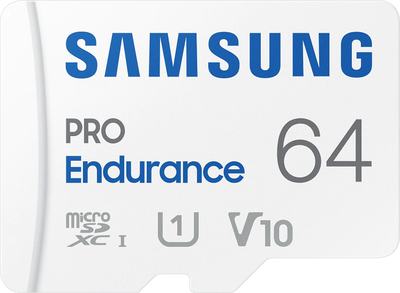 Kartë memorie Samsung PRO Endurance, 64GB, microSDXC UHS-I Class 10, e bardhë