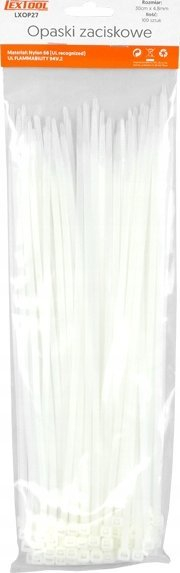 Lidhëse kabllosh Extol LXOP22, 300x4.8mm, 100 copë, të bardha