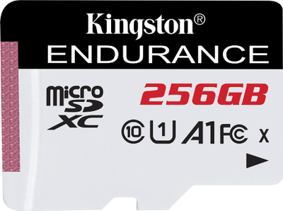 Kartë memorie microSD Kingston Endurance, 256GB, UHS-I U1 V10, e bardhë