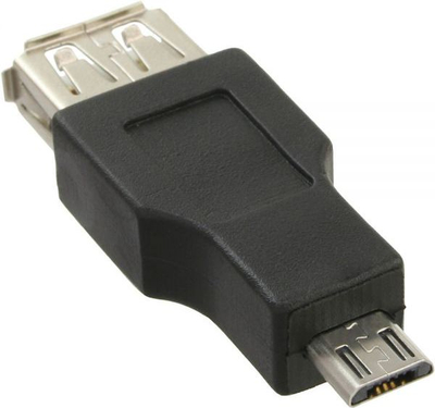 Адаптер OTG InLine микро USB во USB A, црн