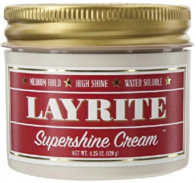 Krem flokësh Layrite Supershine Hair Cream, me shkëlqim të fortë, 4.25 oz