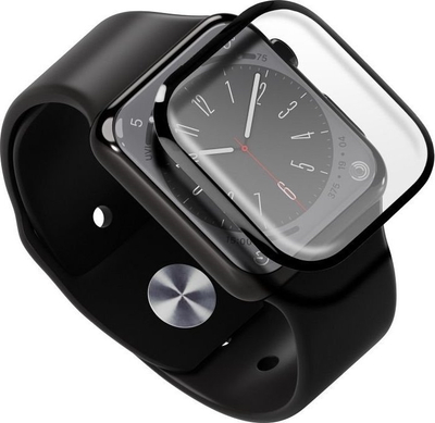 Mbrojtës ekrani hibrid për Apple Watch Series 8 41mm, xham i fortë, me kornizë të zezë