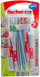 Set tapa Fischer DuoPower 537664, 8x65mm, mban fort, gri