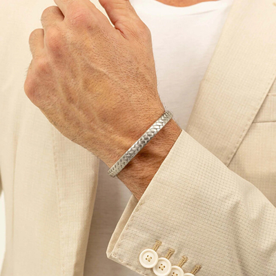 Byzylyk për meshkuj Hugo Boss Elegant Solid Bracelet 1580671, i argjendtë