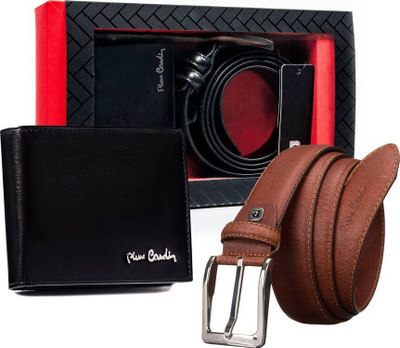 Set portofol dhe rrip Pierre Cardin, lëkurë, RFID, i zi