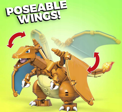 Set për ndërtim Mega Construx Pokemon Charizard, 222 copa, mbi 10 cm, shumëngjyrësh