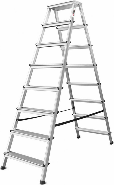 Shkallë tabure alumini AWTools AW23007, 7 shkallë, 125kg, ngjyrë alumini