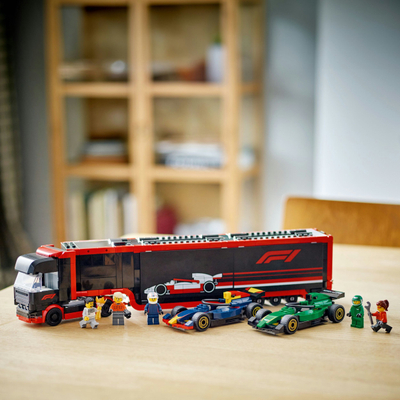 Lodër LEGO City F1 Truck with RB20 and AMR24 Cars, set ndërtimi, shumëngjyrëshe