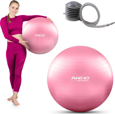 Top fitnesi Neo-Sport 55cm, PVC anti-burst, me pompë, gri