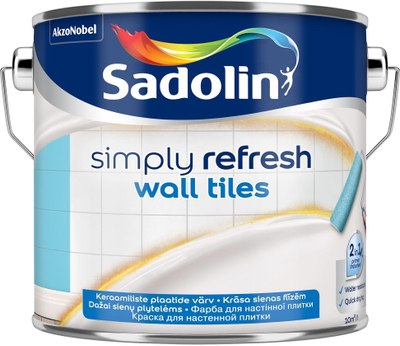 Bojë murale për pllaka Sadolin Simply Refresh Wall Tiles, 2.5L, e bardhë