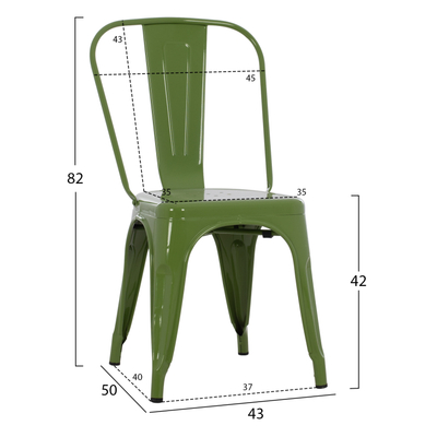 Karrige metalike Melita 43×50×82 cm (HM8641.13), gjelbër