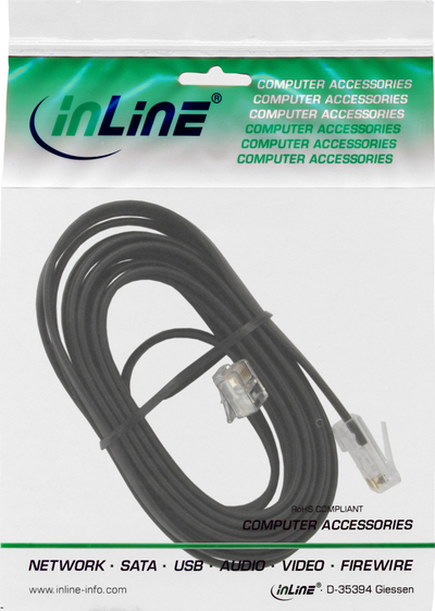 Kabllo modular InLine 18648, RJ45 me RJ12, 10m, 6 bërthama, gri