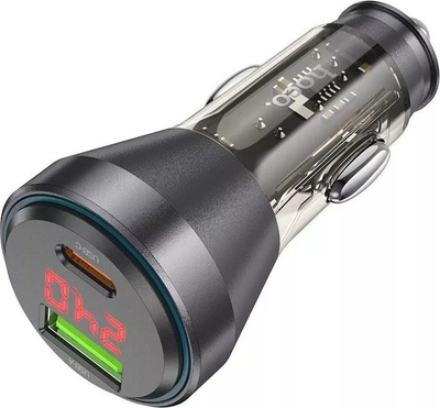 Karikues makine Hoco NZ12B, 48W, USB A USB C, me ekran digjital, transparent i zi