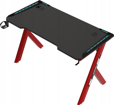 Tavolinë gaming Cortek RGB 140cm, 140x60cm, me drita RGB, e zezë e kuqe