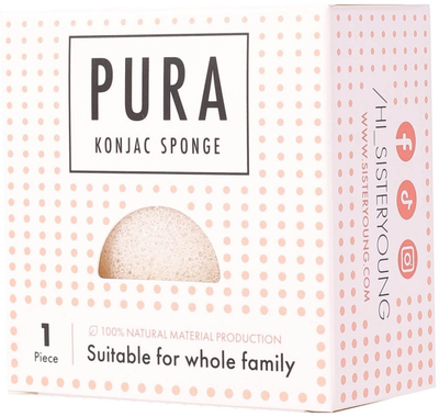 Sfungjer fytyre Sister Young Pura Konjac, 100% natyral, 1 copë, i bardhë