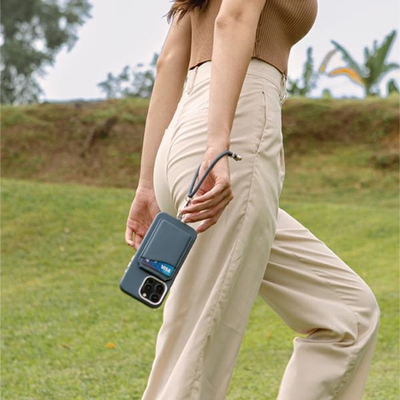 Rrip dore universal për telefon UNIQ COEHL Laurel, 12 cm, blu safir