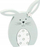 Dekor lepur druri “Wooden Green Bunny”, 13.5x11.8x2.1cm, jeshil i çelët
