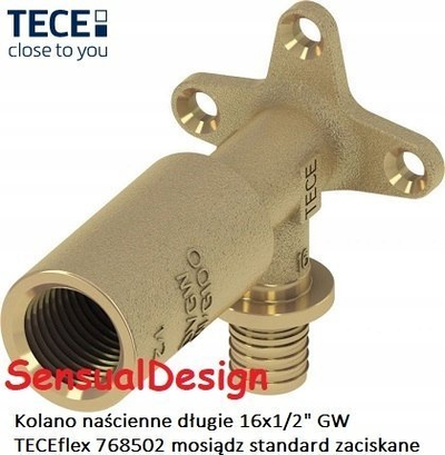 Kënd muror i zgjatur Tece TECEflex 768502, 16 mm, 1/2" FI, bronz