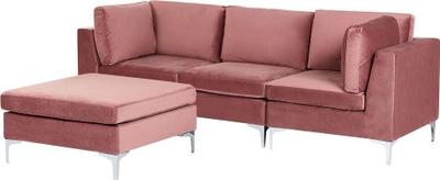 Divan modular Beliani Evja, 3 ulëse, kadife rozë