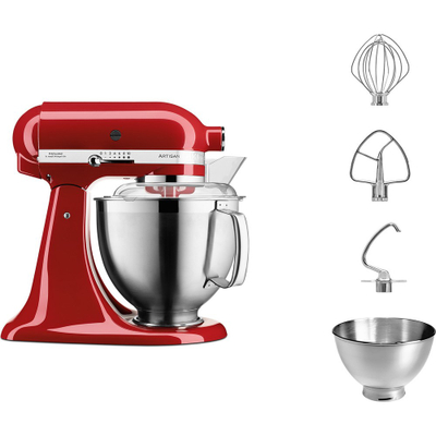 Mikser qëndror KitchenAid Artisan 5KSM185PS, 300W, enë inoksi, i kuq