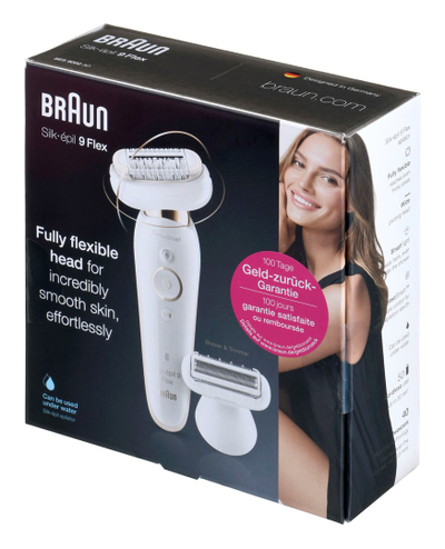 Epilator Braun Silk-épil 9 Flex 9002, pa tel, i bardhë