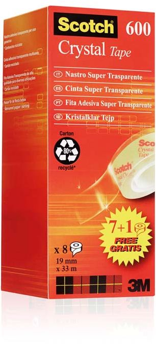 Shirit ngjitës 3M Scotch Tape 600, 19 mm x 33 m