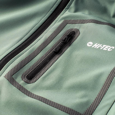 Xhaketë softshell meshkuj Hi-Tec Nils, kundër ujit, me kapuç, jeshile