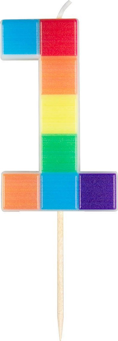 Qiri ditlindje Birthday Candle, numri 1, 7cm, shumëngjyrësh