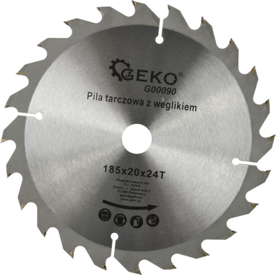 Сечило за кружна пила Geko G00090, 185 mm, 24 заби, за дрво