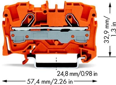 Клема за шина Wago TOPJOB 2006-1202, 2 проводници, 6mm², портокалова