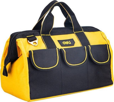 Çantë veglash Deli Tools EDL430013, 13", material Oxford, e zezë me të verdhë