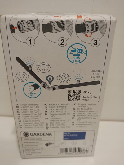 Lidhës këndor Gardena Micro Drip, 13 mm 1/2", i zi