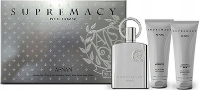 Set parfumesh Afnan Supremacy Silver pour homme, EDP 100ml, 3 pjesë, argjendtë