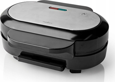 Grill elektrik për hamburgera Nedis KAAJ110FBK, 1000W, pllaka jo-ngjitëse, i zi argjendtë