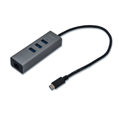 Qendër USB-C I-tec Metal, 3 porta, Gigabit Ethernet, e zezë