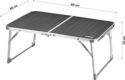 Tavolinë kampingu Nils Camp NC3402, 60x40 cm, palosëse, gri