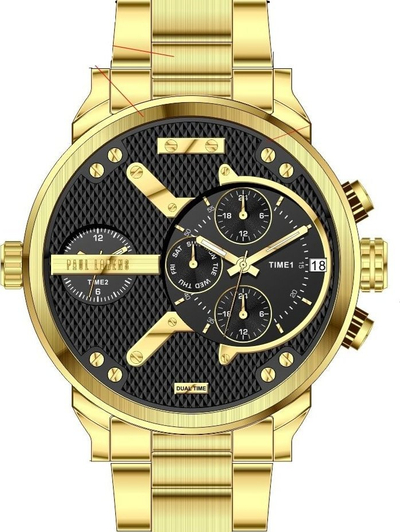 Orë burrash Paul Lorens ZORO PL20021B-1D1, kuarc, dual time, ari e zezë