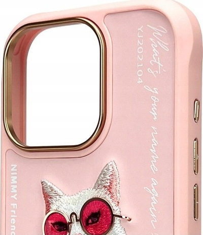 Kover telefoni Nimmy Glasses Cool Cat, për iPhone 16 Pro Max 6.9", me mbrojtje të fortë, ngjyra Rowe