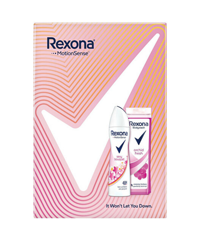 Set për trup Rexona Sexy Bouquet, Xhel dushi Orchid Fresh 250 ml + Antiperspirant Motionsense 150 ml