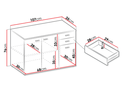 Komodë Jowaz 1 3T 2S (107 x 76 x 35)