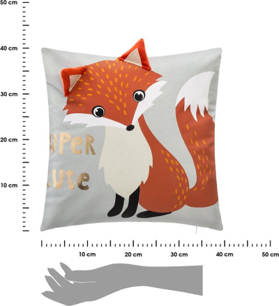 Jastëk dekorativ për kalamajt Atmosphera Fox, 40 x 40 cm, me jorgançe që hiqet, gri