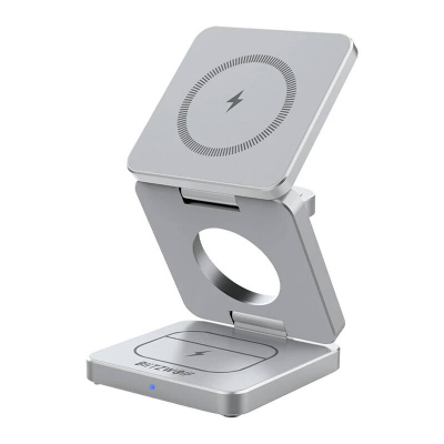 Karikues wireless BlitzWolf BW-IW30, 3 në 1, MagSafe 15W, argjendtë