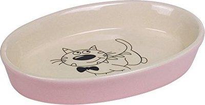 Керамичка чинија за мачки Nobby Pet Ceramic Oval Cat Bowl, овална форма, лесна за чистење, мешани бои
