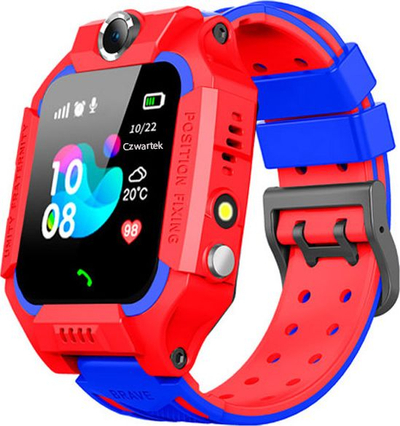 Smartwatch për kalamaj GoGPS K24, me GPS, bateri 400mAh, i kuq me blu